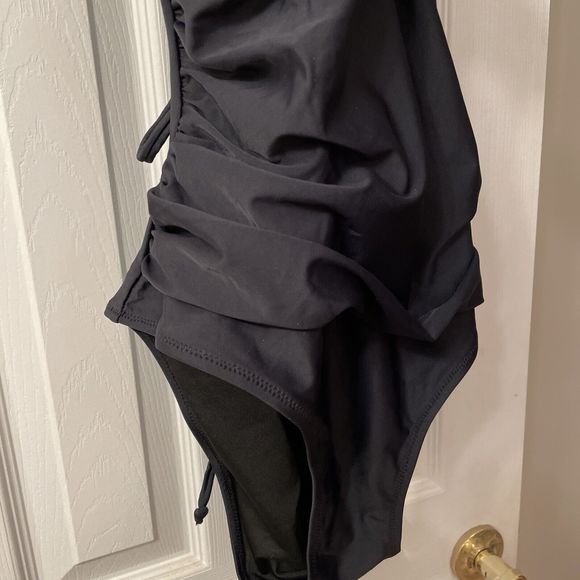 NEW All Sure Women One Piece Bathing Suit Black Size XXL Open Back Ruched Tummy - Picture 8 of 14